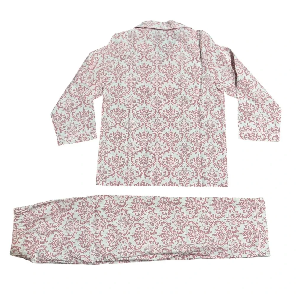 Petite Plume Girls Vintage Rose Pajama Set Pink Damask Cotton‎ Size 6 (C)